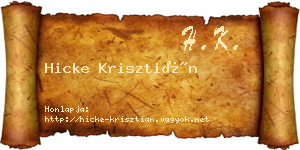 Hicke Krisztián névjegykártya